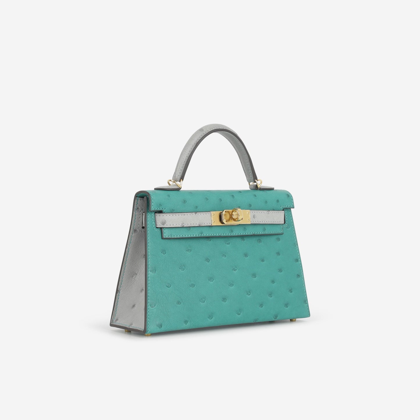 Hermès HSS Mini Kelly 20 - Vert Verone / Bleu Glacier Ostrich | Gold Hardware