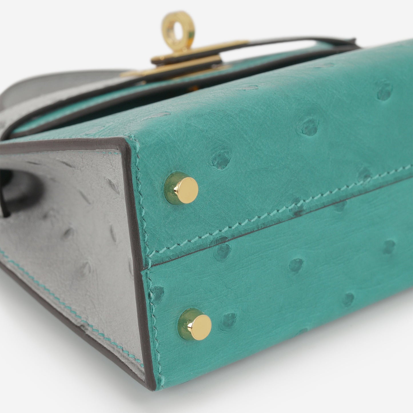 Hermès HSS Mini Kelly 20 - Vert Verone / Bleu Glacier Ostrich | Gold Hardware