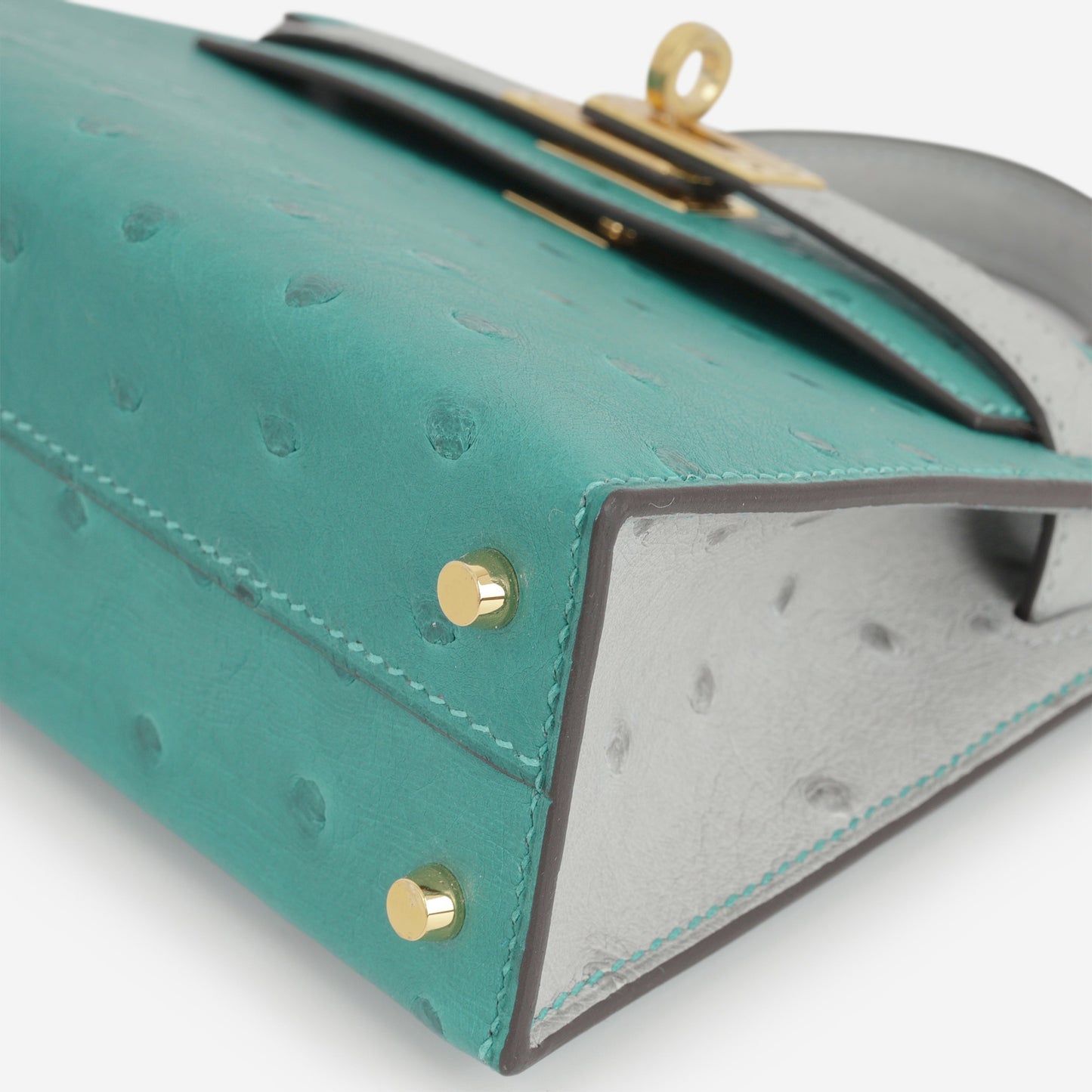 Hermès HSS Mini Kelly 20 - Vert Verone / Bleu Glacier Ostrich | Gold Hardware