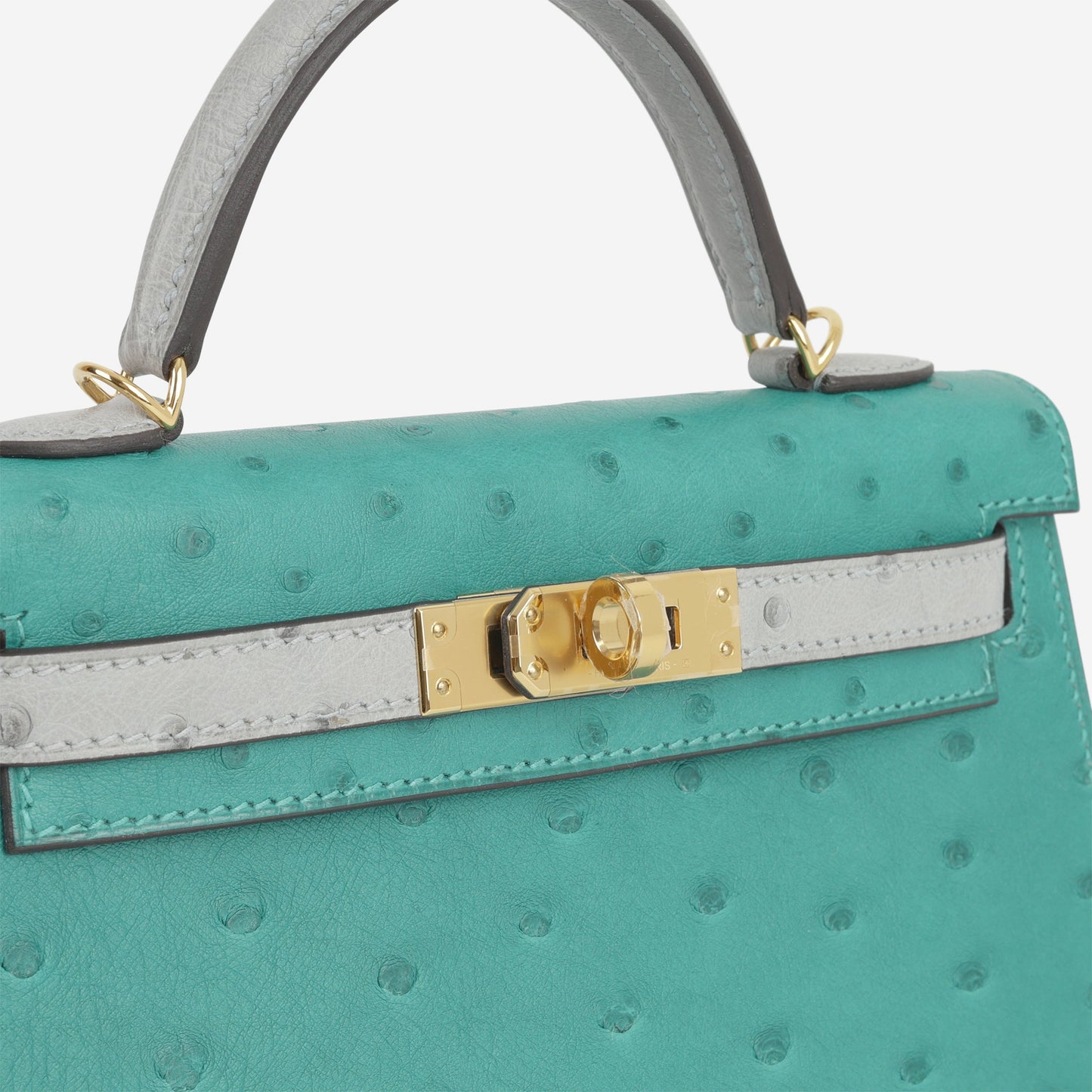 Hermès HSS Mini Kelly 20 - Vert Verone / Bleu Glacier Ostrich | Gold Hardware