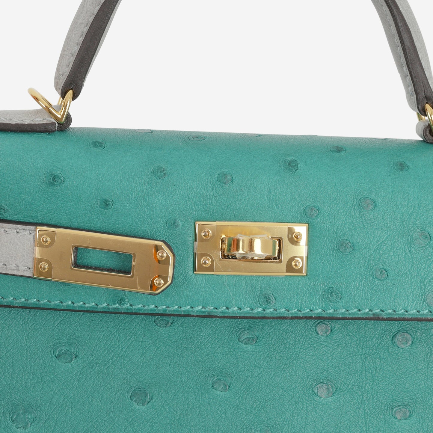 Hermès HSS Mini Kelly 20 - Vert Verone / Bleu Glacier Ostrich | Gold Hardware