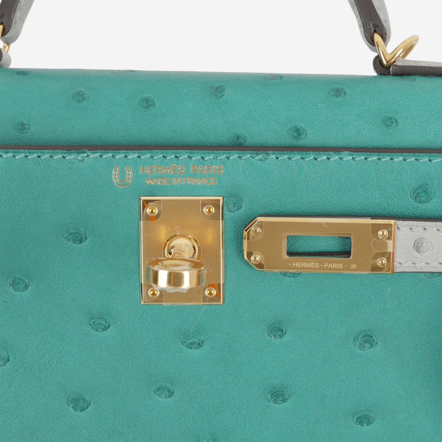 Hermès HSS Mini Kelly 20 - Vert Verone / Bleu Glacier Ostrich | Gold Hardware