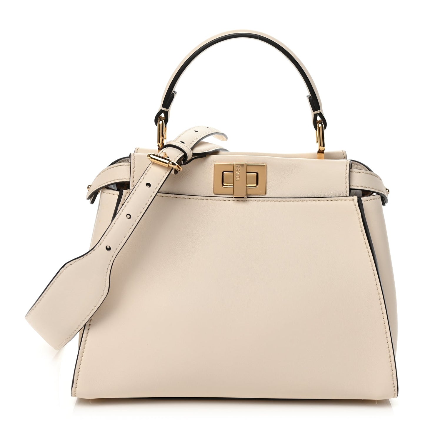 Fendi Vitello Seta Suede FF Mini Peekaboo Iconic Satchel Uovo Sigaro Marrone