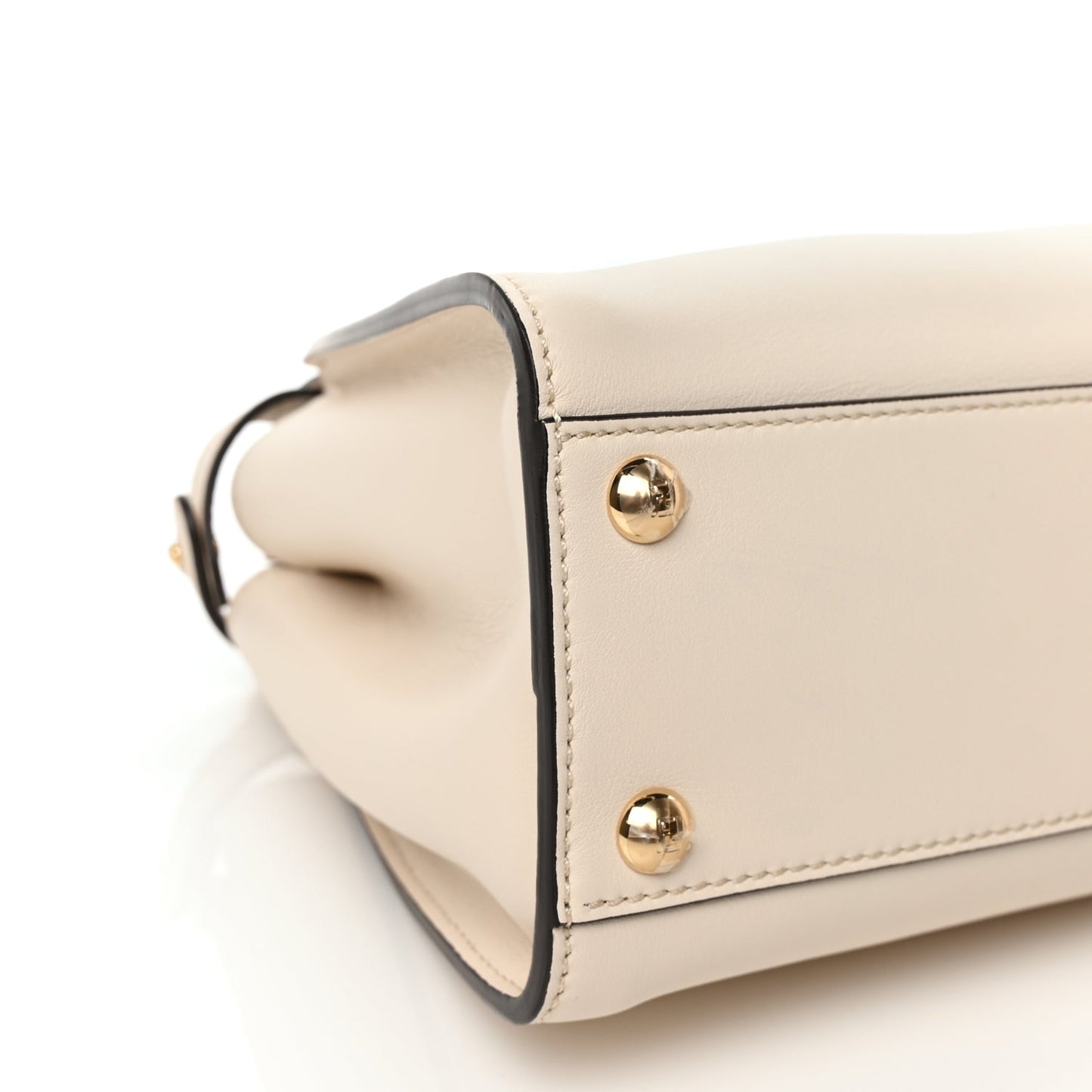 Fendi Vitello Seta Suede FF Mini Peekaboo Iconic Satchel Uovo Sigaro Marrone