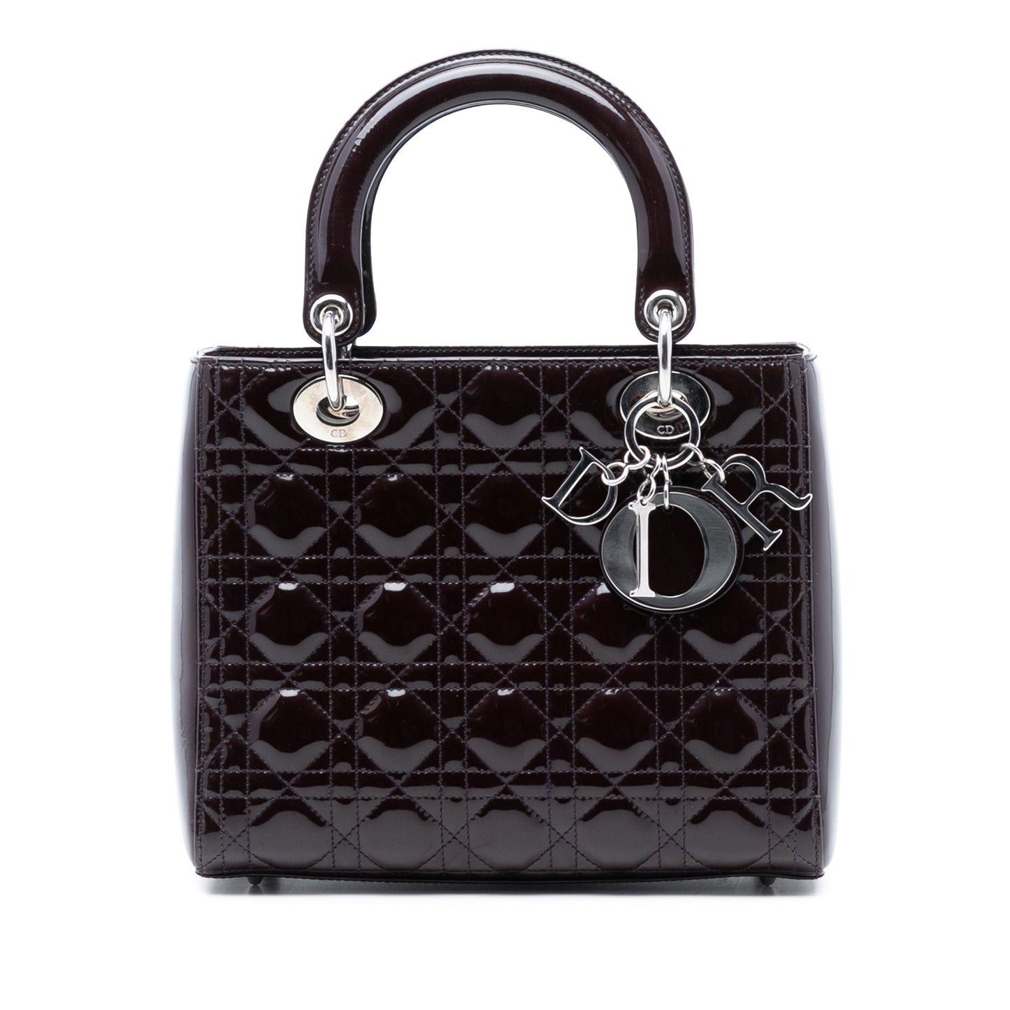 Red Dior Medium Patent Cannage Lady Dior Satchel