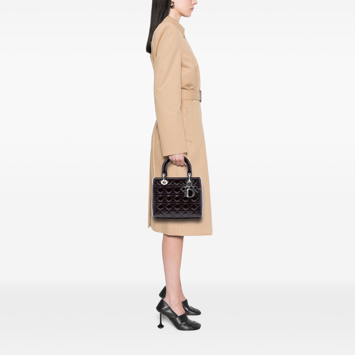 Red Dior Medium Patent Cannage Lady Dior Satchel