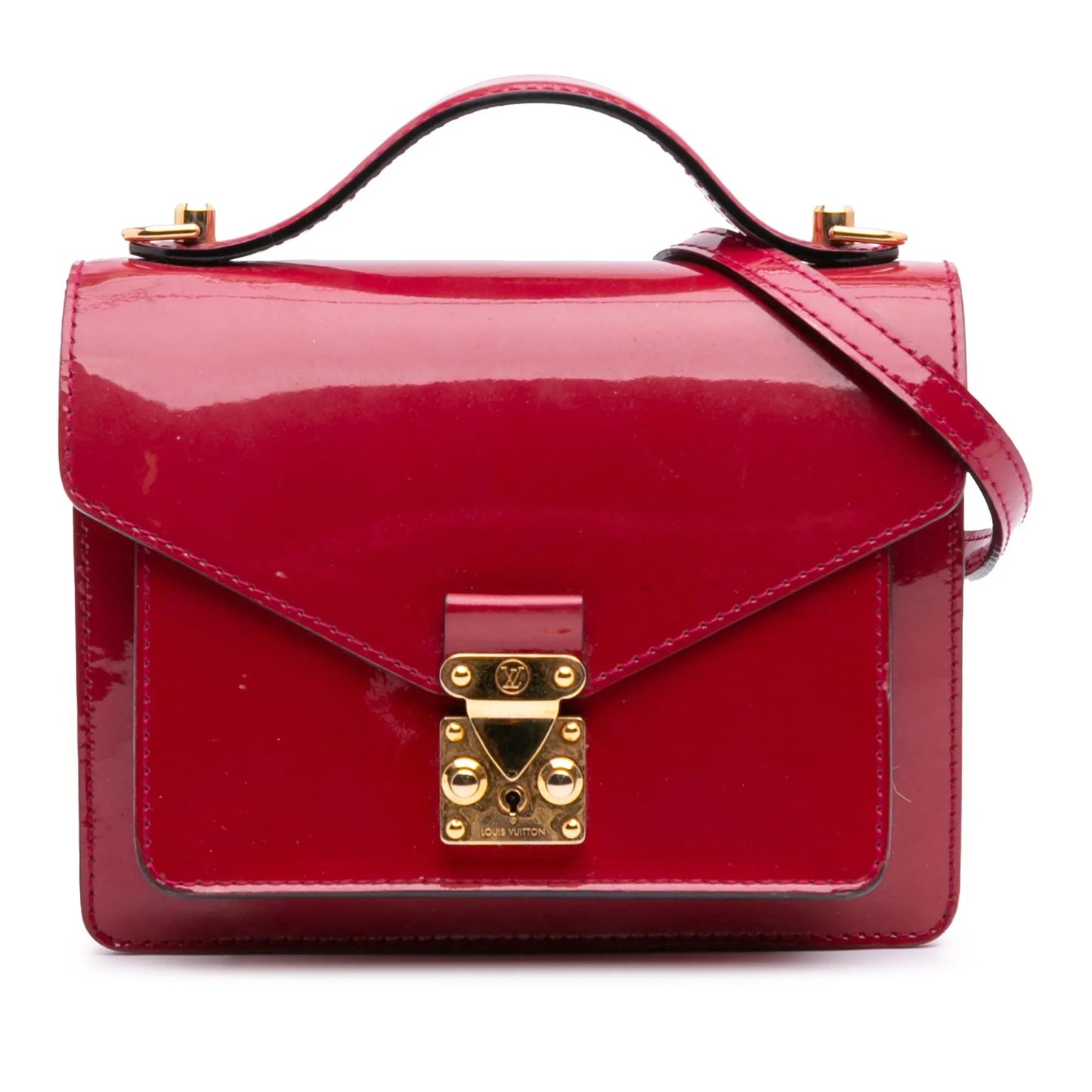 Red Louis Vuitton Monogram Vernis Monceau BB Satchel