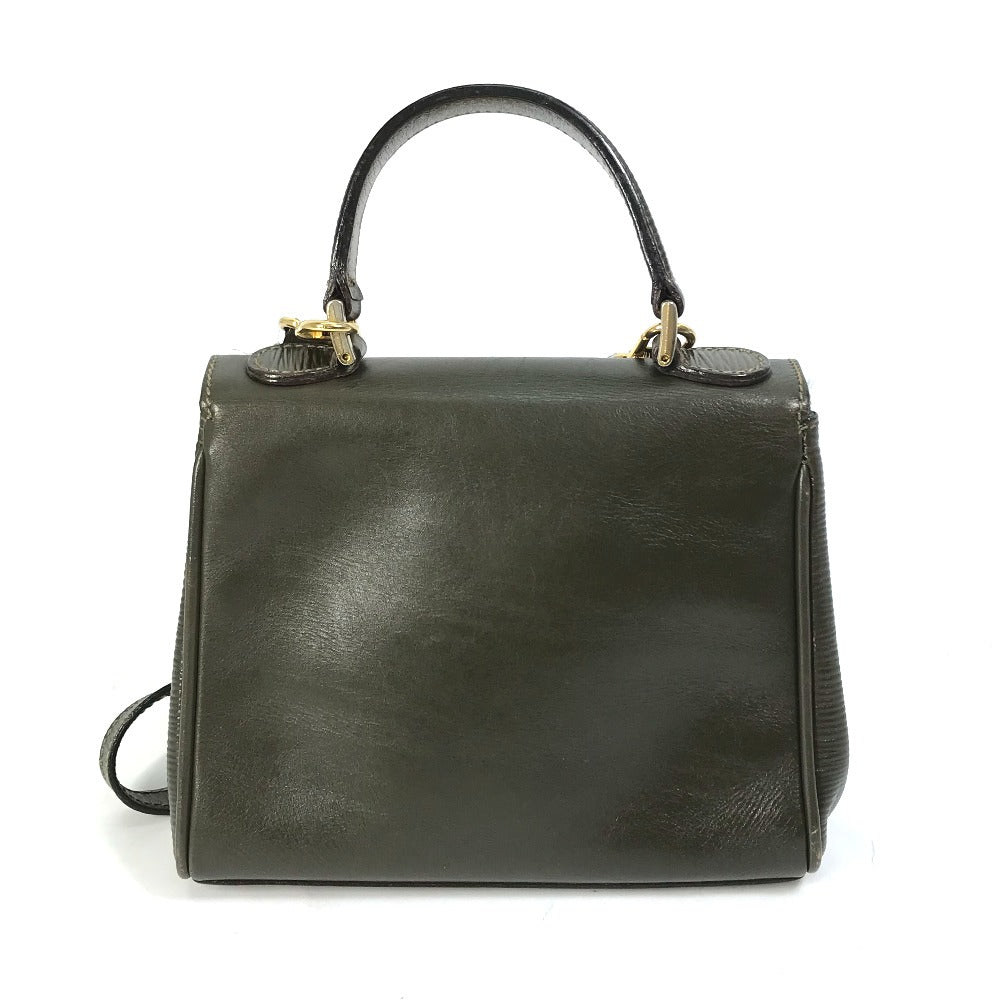 FENDI Shoulder Bag leather khaki handbag bag vintage Women