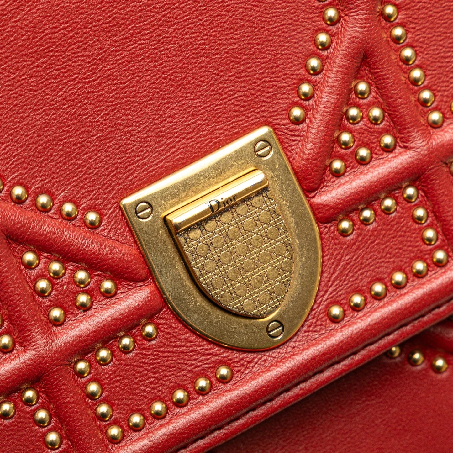 Red Dior Studded Lambskin Vertical Diorama Crossbody