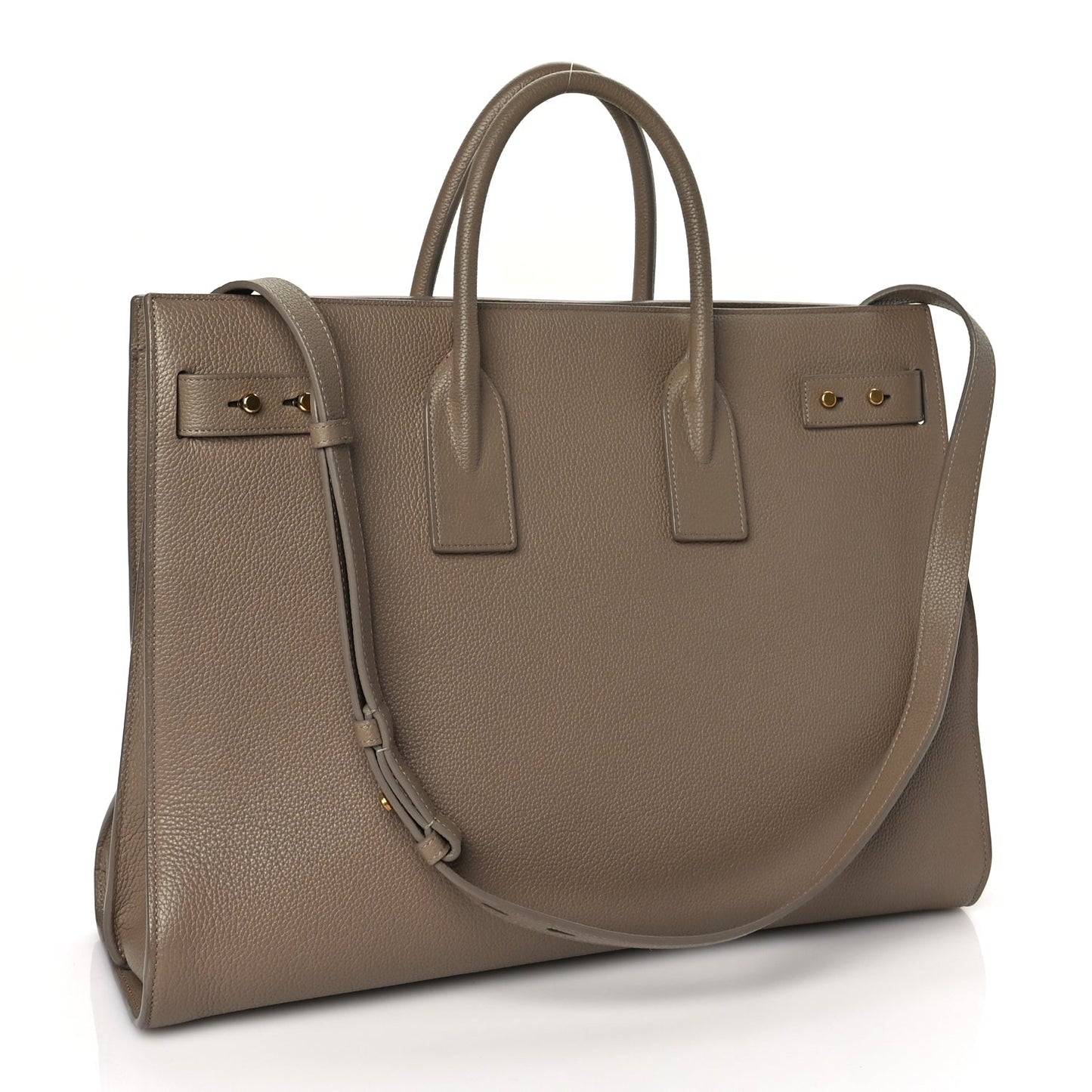 Saint Laurent Calfskin Large Souple Sac De Jour Dark Beige