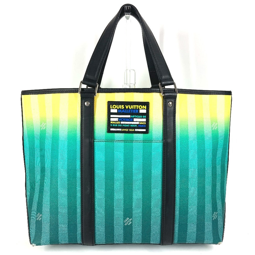 LOUIS VUITTON Tote Bag M59919 Leather / canvas green damier stripe Weekend Tote PM