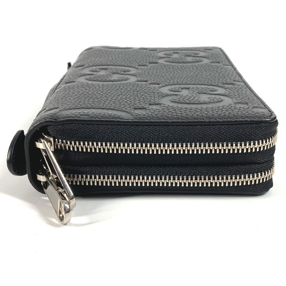 GUCCI Long Wallet Purse 751760 leather black Jumbo GG Travel Document Case