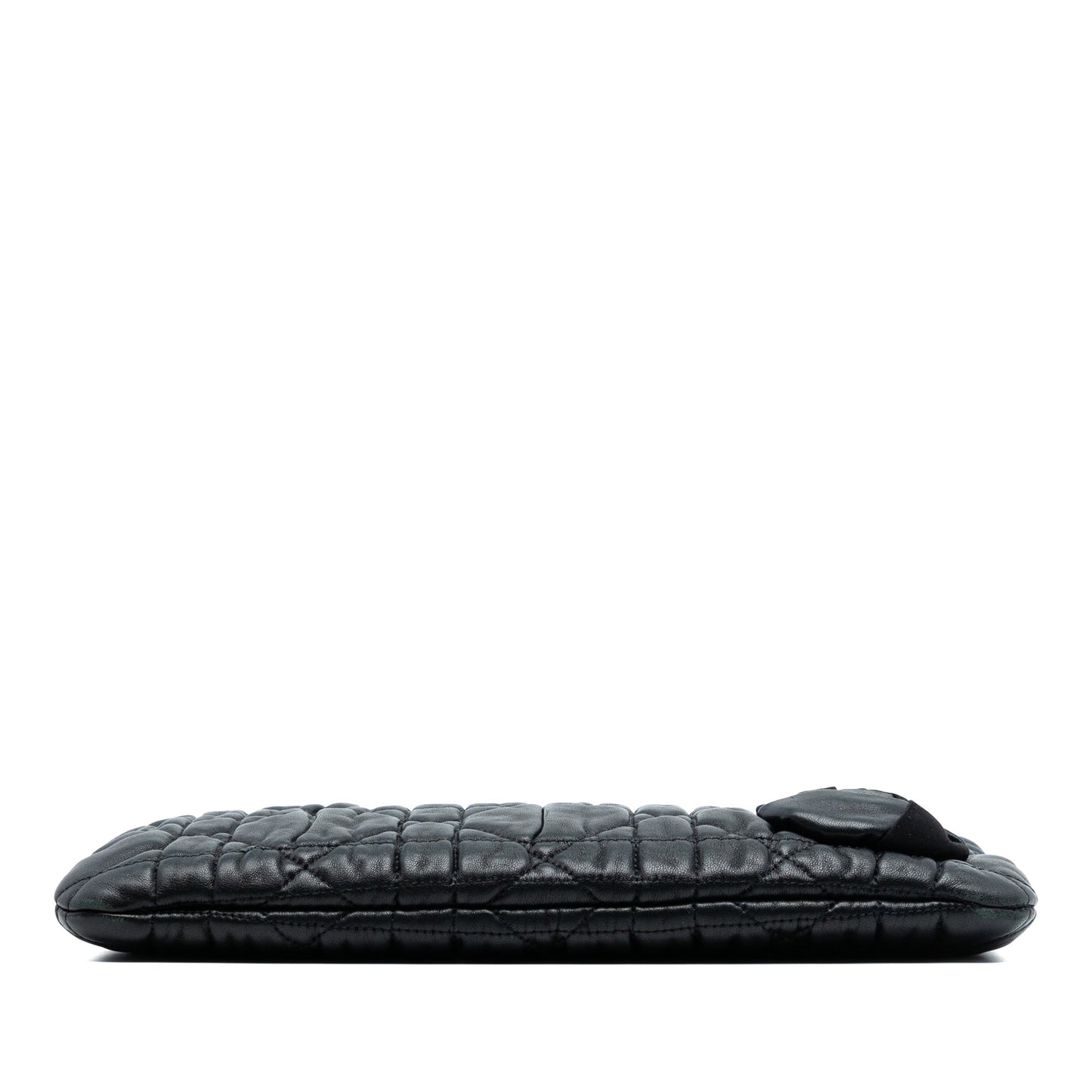 Black Dior Calfskin Cannage Rose Clutch