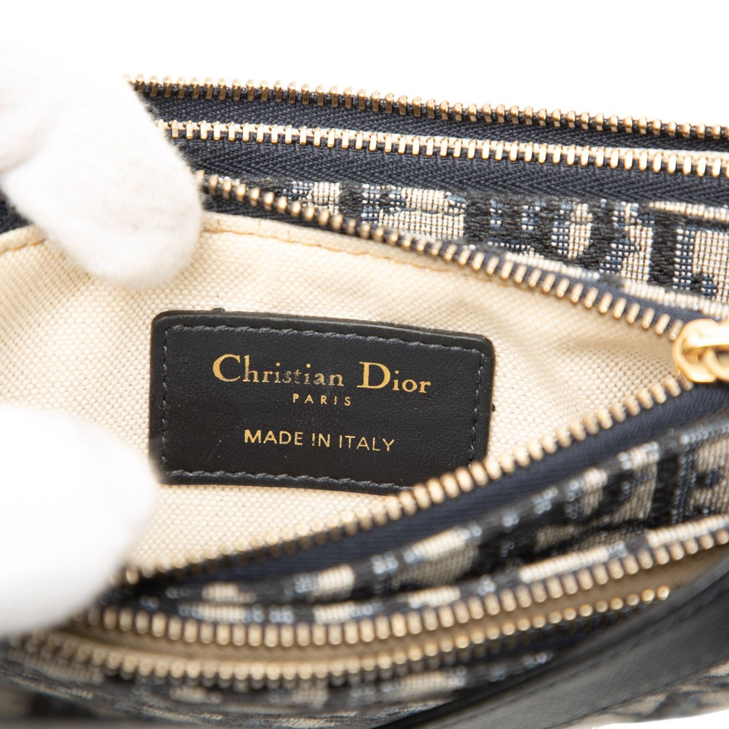 Blue Dior Oblique Canvas Saddle Triple Zip Crossbody