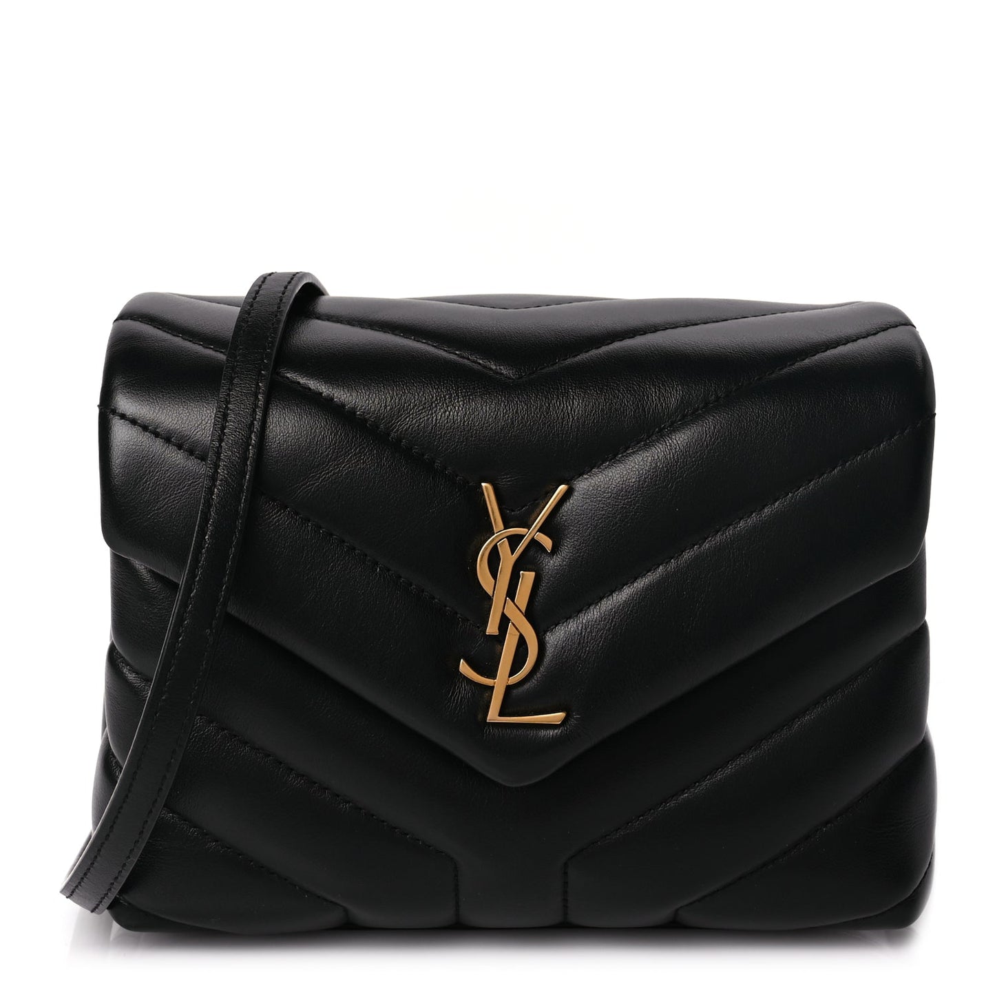 Saint Laurent Calfskin Y Quilted Monogram Toy Loulou Crossbody Bag Black