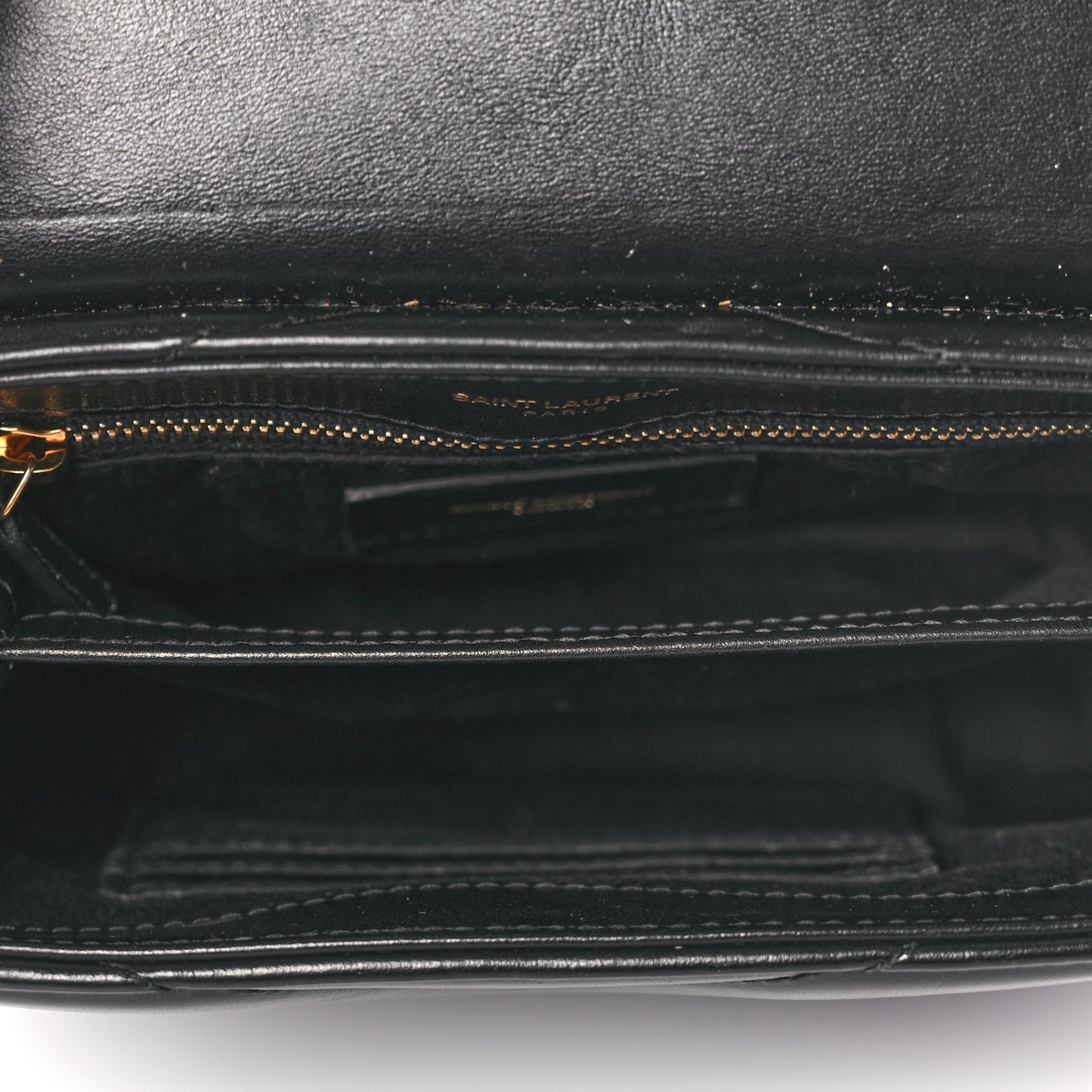 Saint Laurent Calfskin Y Quilted Monogram Toy Loulou Crossbody Bag Black