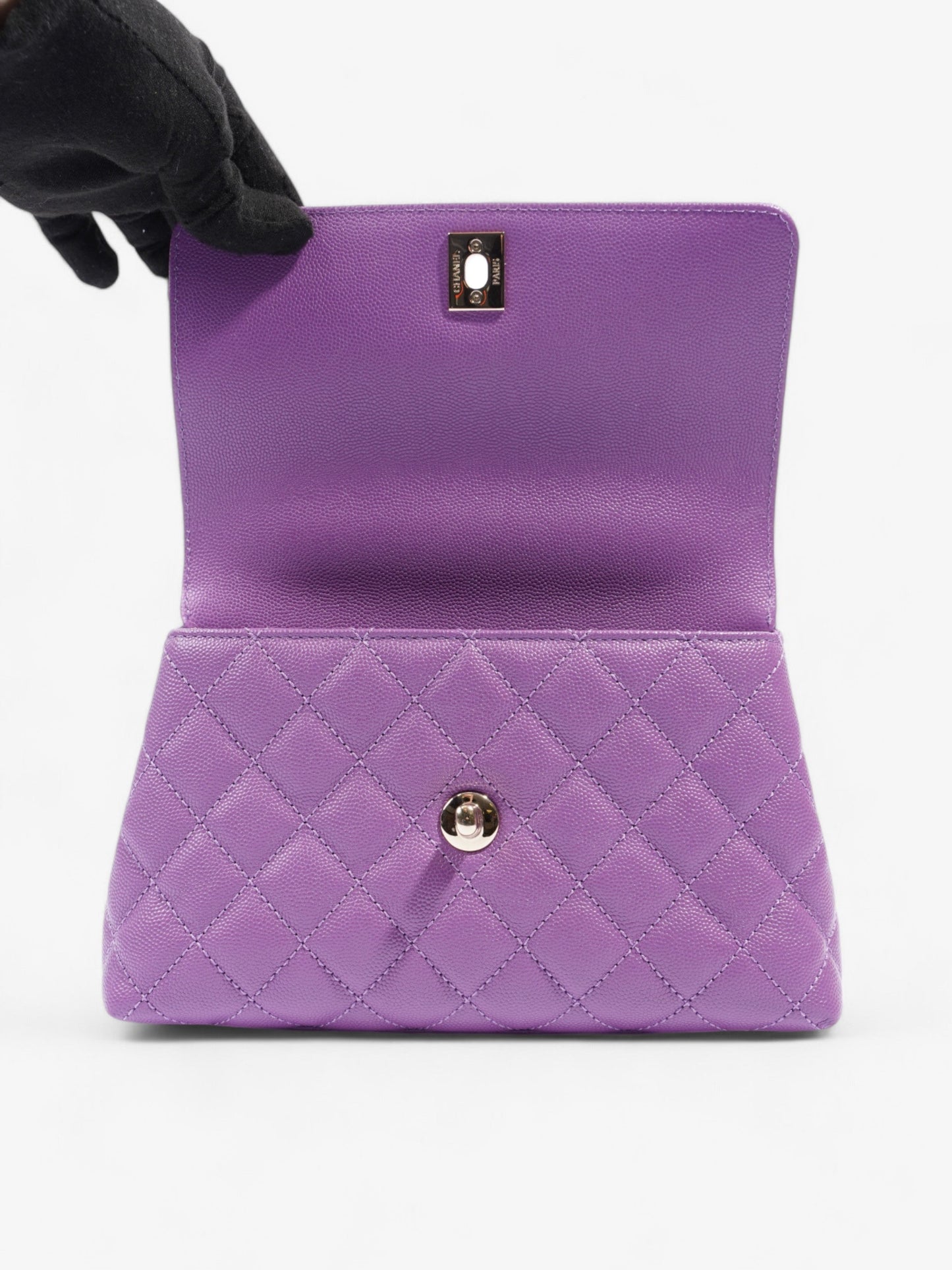 Chanel Coco Handle Flap Purple Caviar Leather Mini