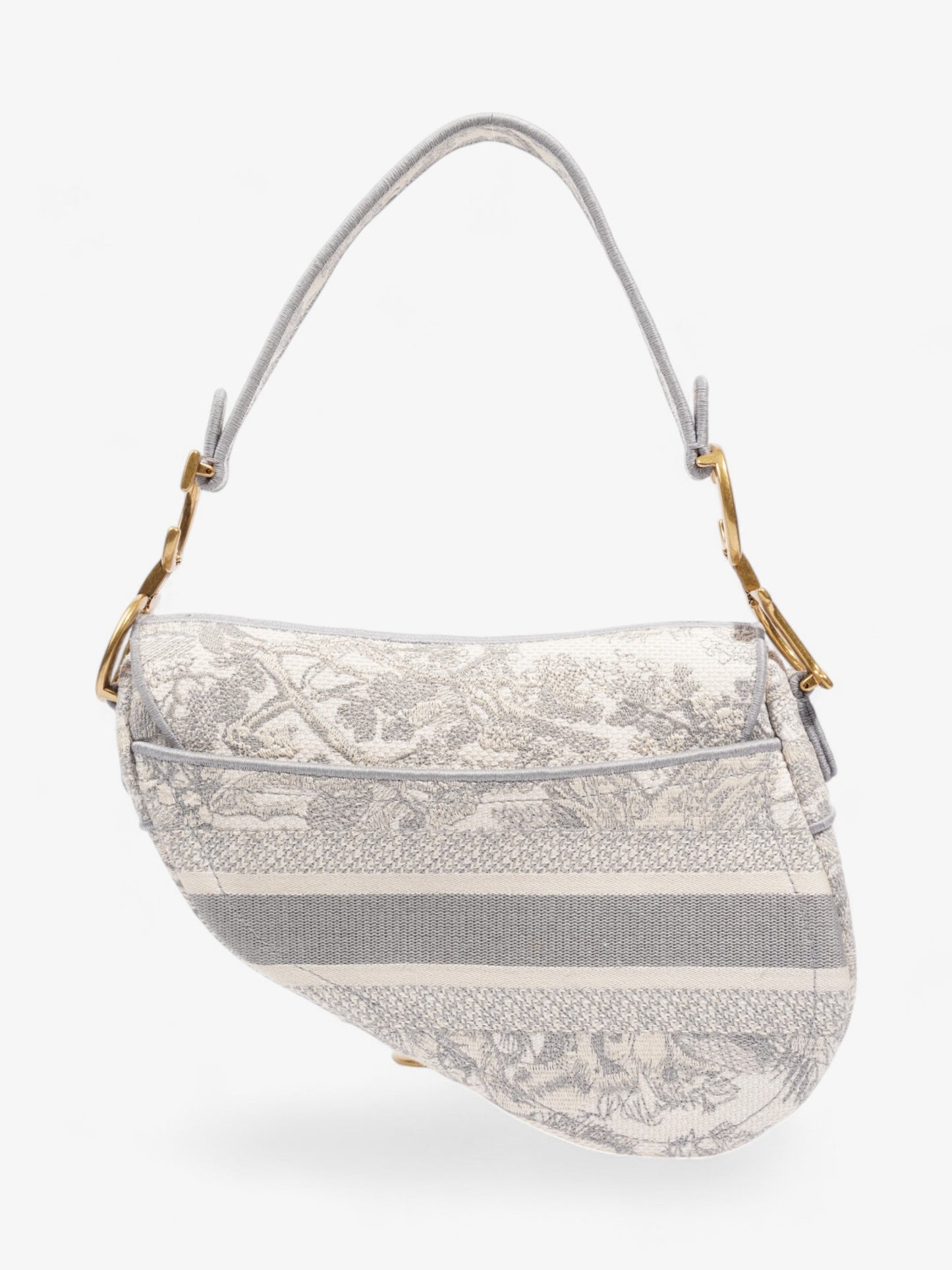 Christian Dior Saddle Bag Grey Oblique Cotton