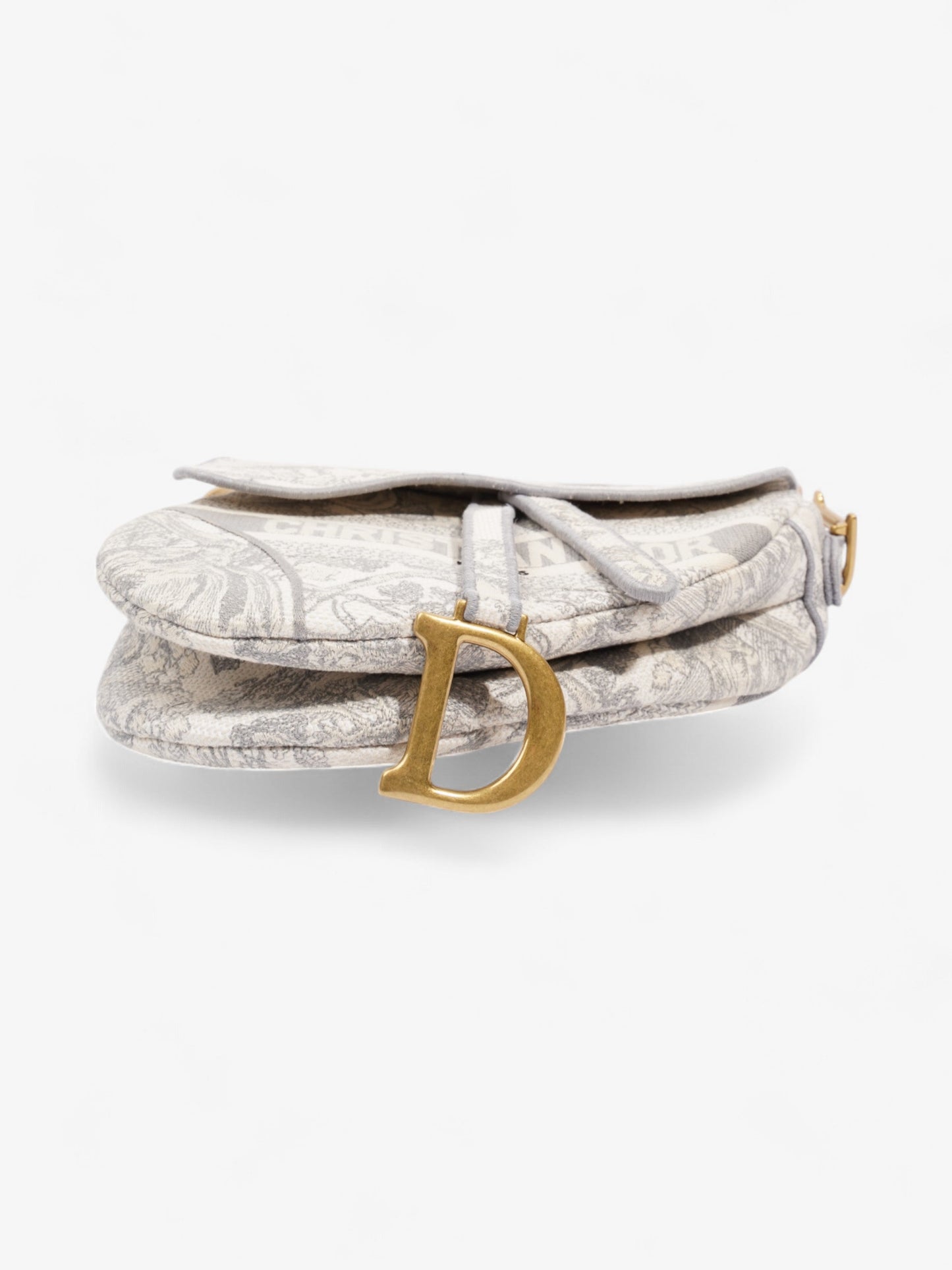 Christian Dior Saddle Bag Grey Oblique Cotton