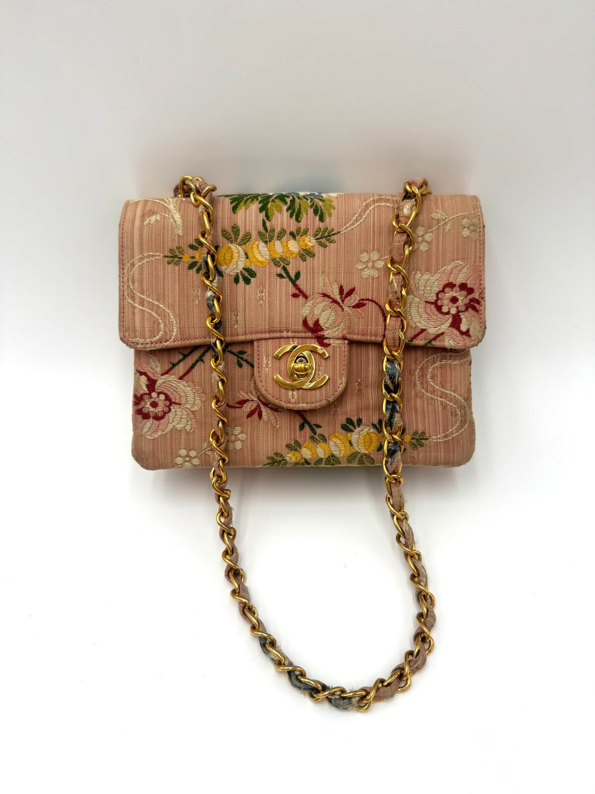 Chanel  Pink Brocade Mini Square