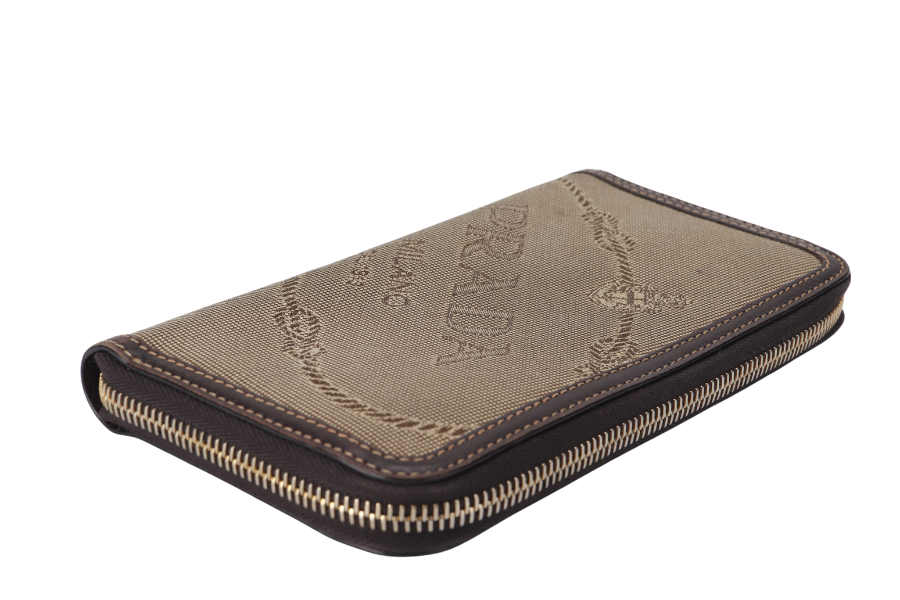 PRADA JACQUARD LOGO LONG ZIPPY WALLET NO DUST COVER AND NO BOX