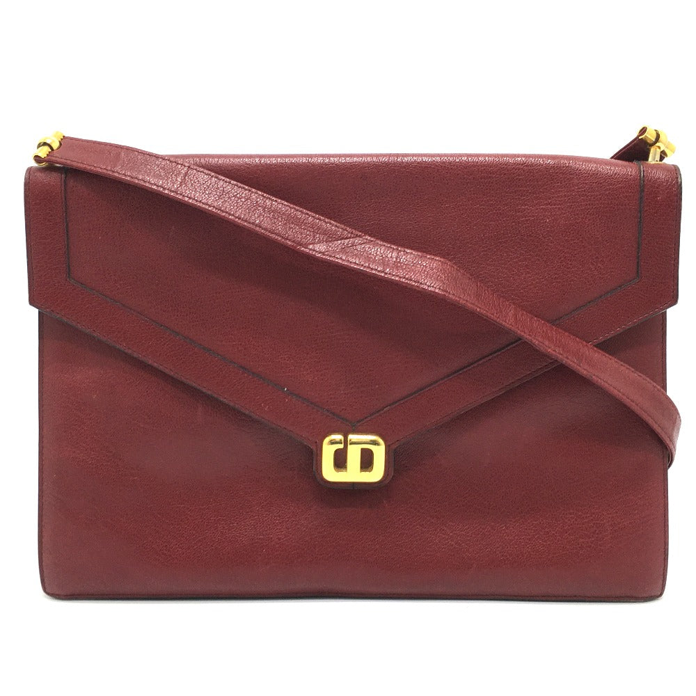 Christian Dior Shoulder Bag leather Red CDMetal Old vintage Women