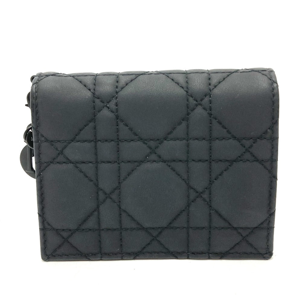 Dior Folded wallet S0178SLOI leather black Lady Dior Mini wallet Women