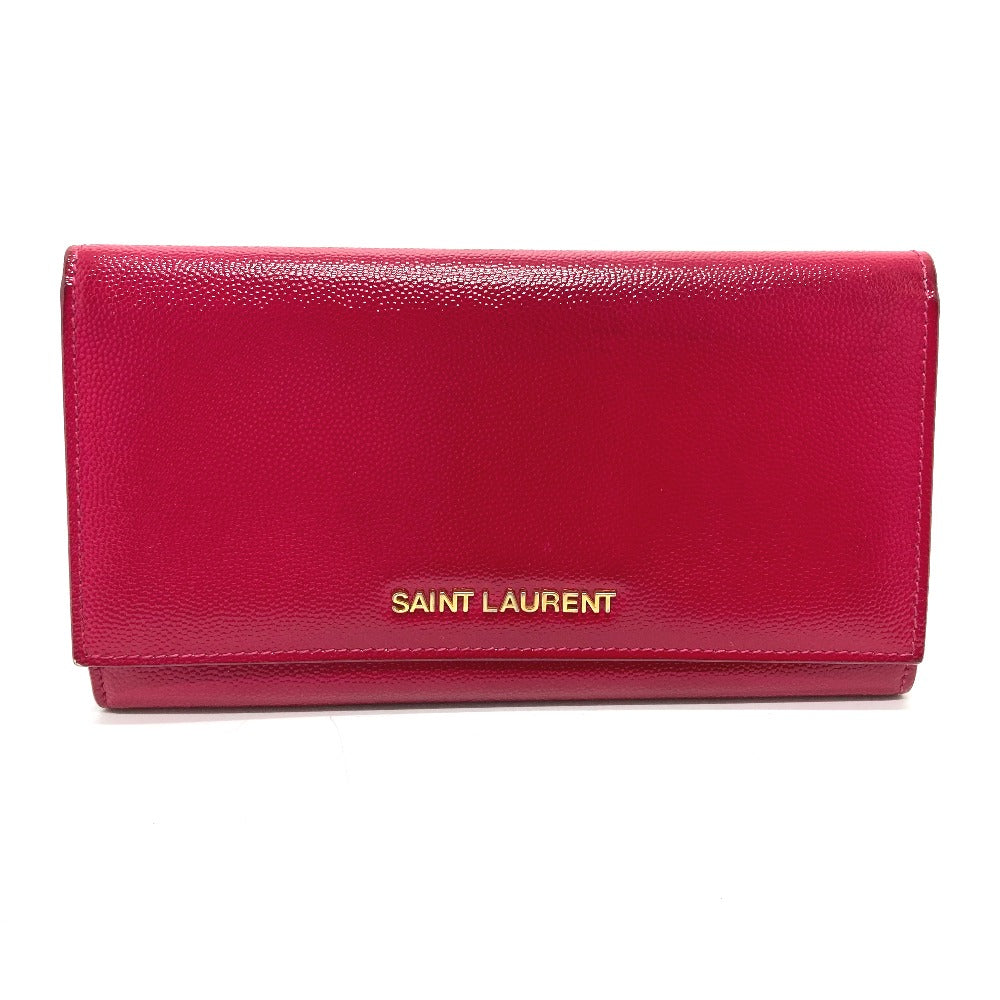 SAINT LAURENT PARIS Long Wallet Purse 340839 enamel pink logo Women
