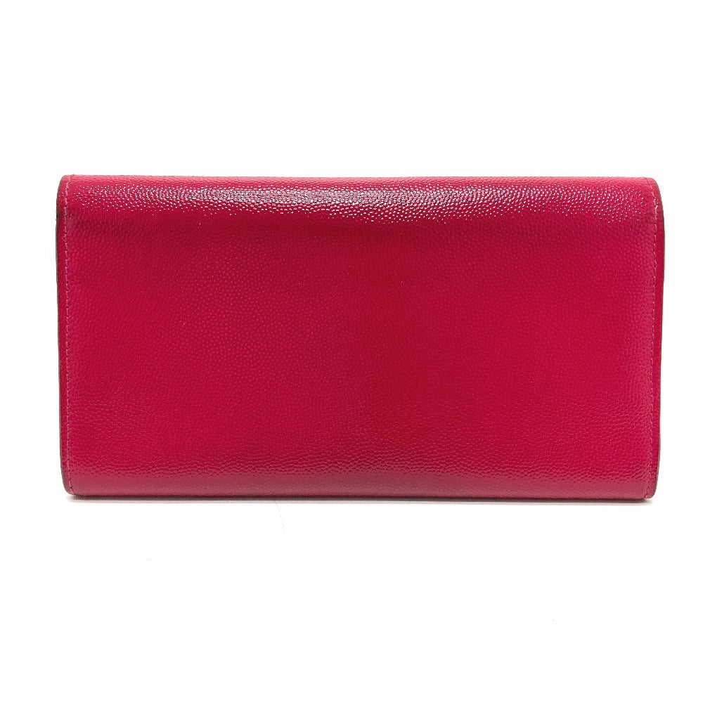 SAINT LAURENT PARIS Long Wallet Purse 340839 enamel pink logo Women