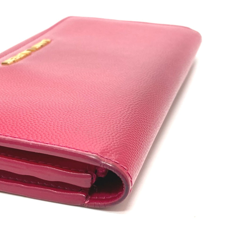 SAINT LAURENT PARIS Long Wallet Purse 340839 enamel pink logo Women