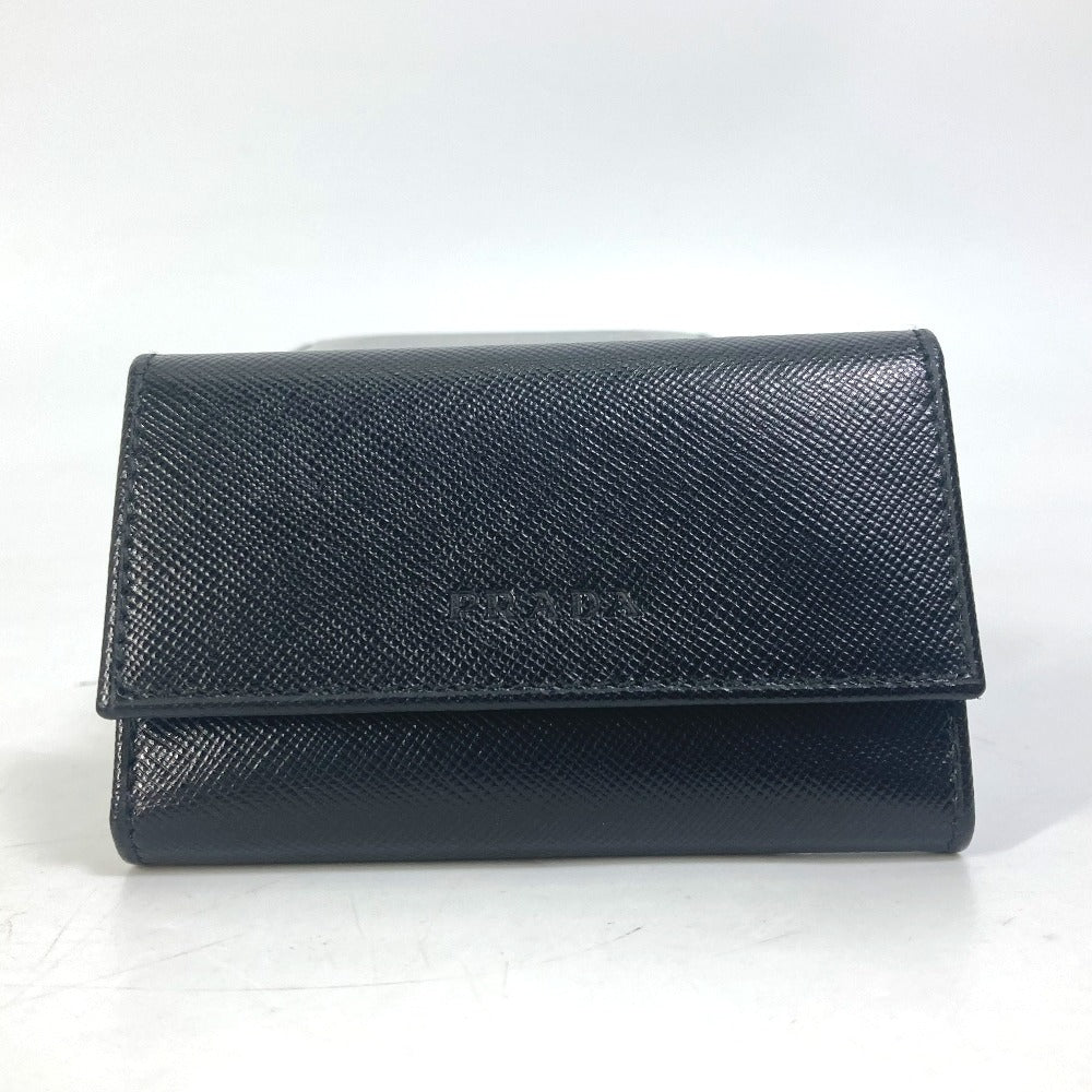PRADA Key case Key holder  M25U saffiano leather black key logo mens