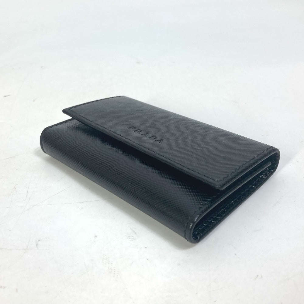 PRADA Key case Key holder  M25U saffiano leather black key logo mens