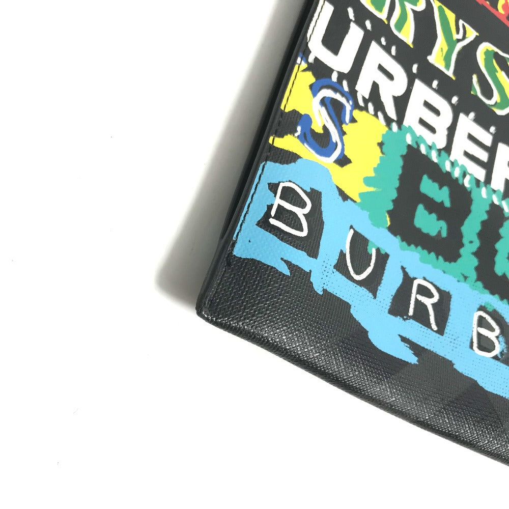 BURBERRY Clutch bag leather black Graffiti Check Women