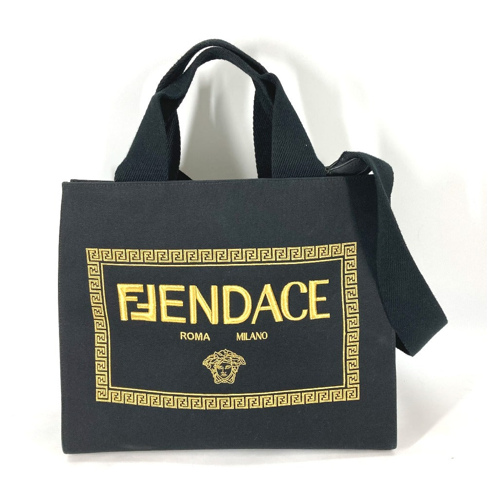 FENDI Shoulder Bag 8BH395 canvas black VERSACE collaboration FENDACE FENDACE Women