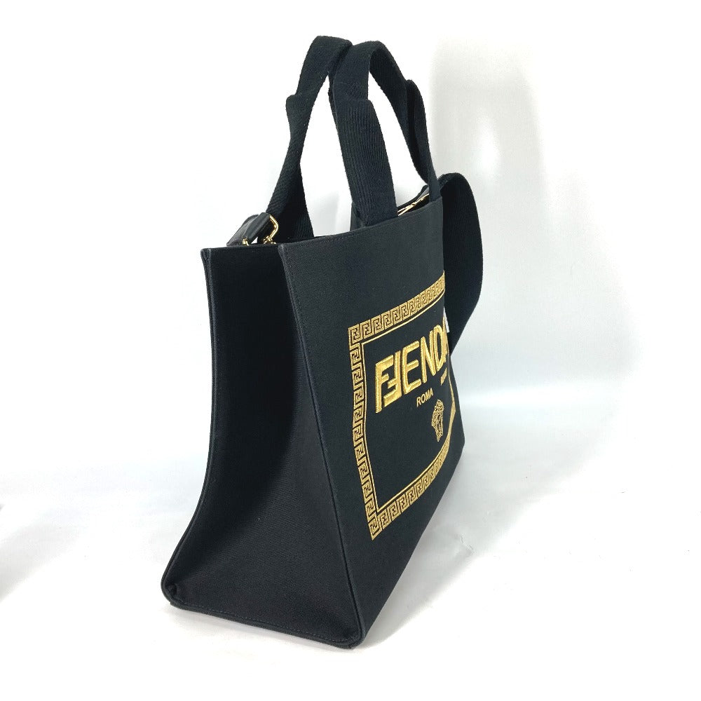 FENDI Shoulder Bag 8BH395 canvas black VERSACE collaboration FENDACE FENDACE Women