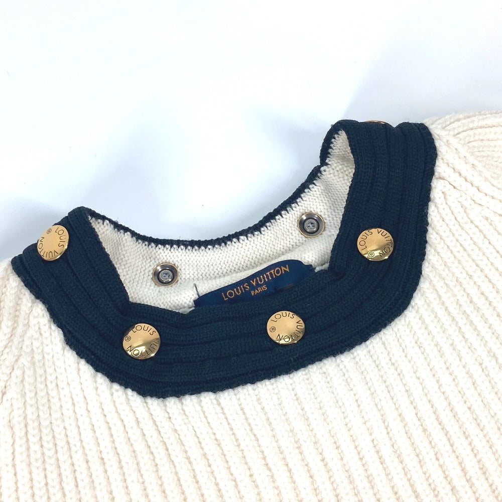 LOUIS VUITTON knit Wool, Polyurethane white Detachable turtleneck button Women S