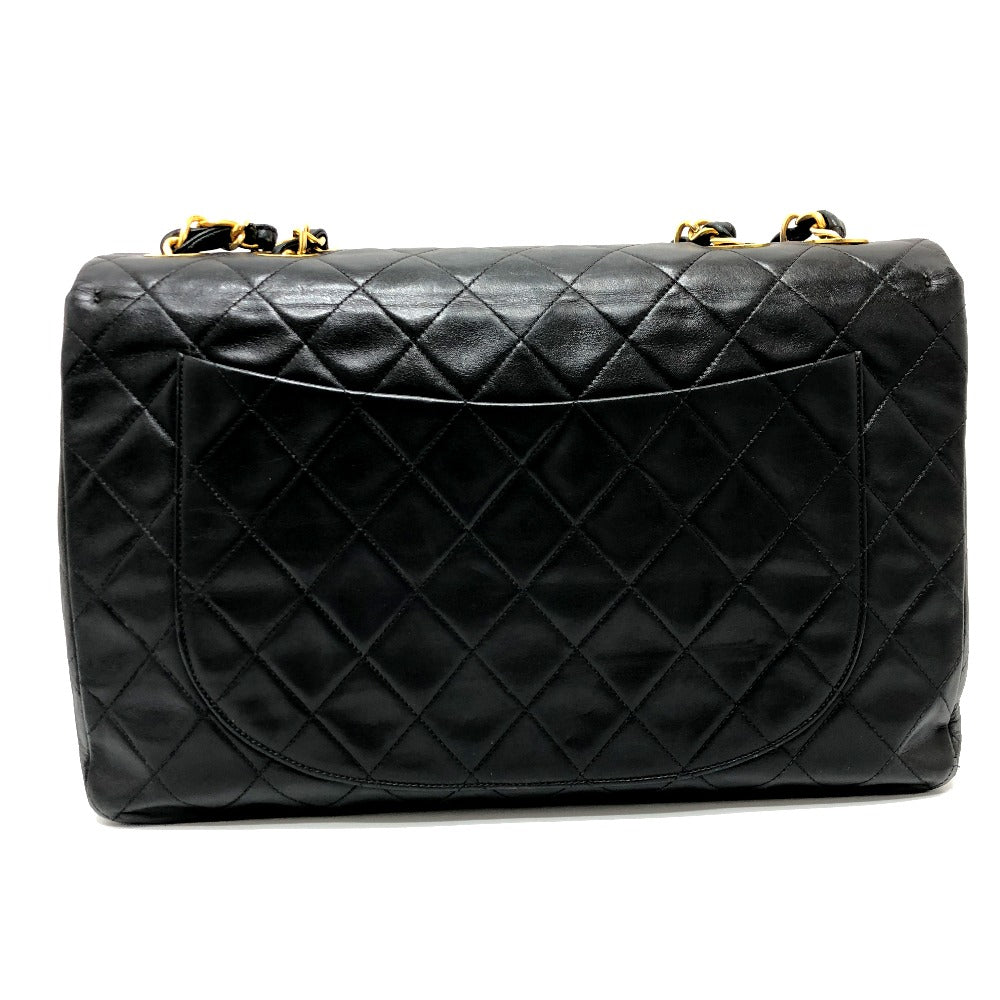 CHANEL Shoulder Bag leather black WChain Deca Trasse 34