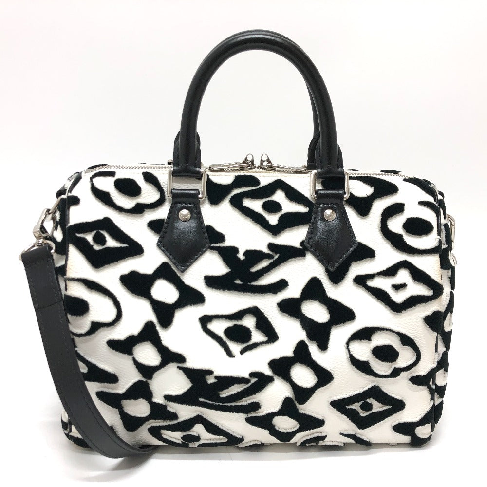LOUIS VUITTON Boston Duffel bag M45563 leather White x black Tufted Monogram Canvas VxUF Speedy bandouliere 25 Women