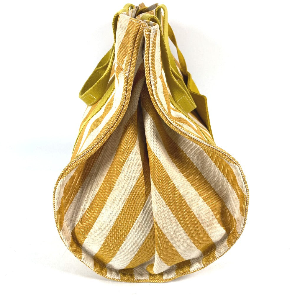 HERMES Tote Bag canvas yellow With porch Cannes MM Stripes