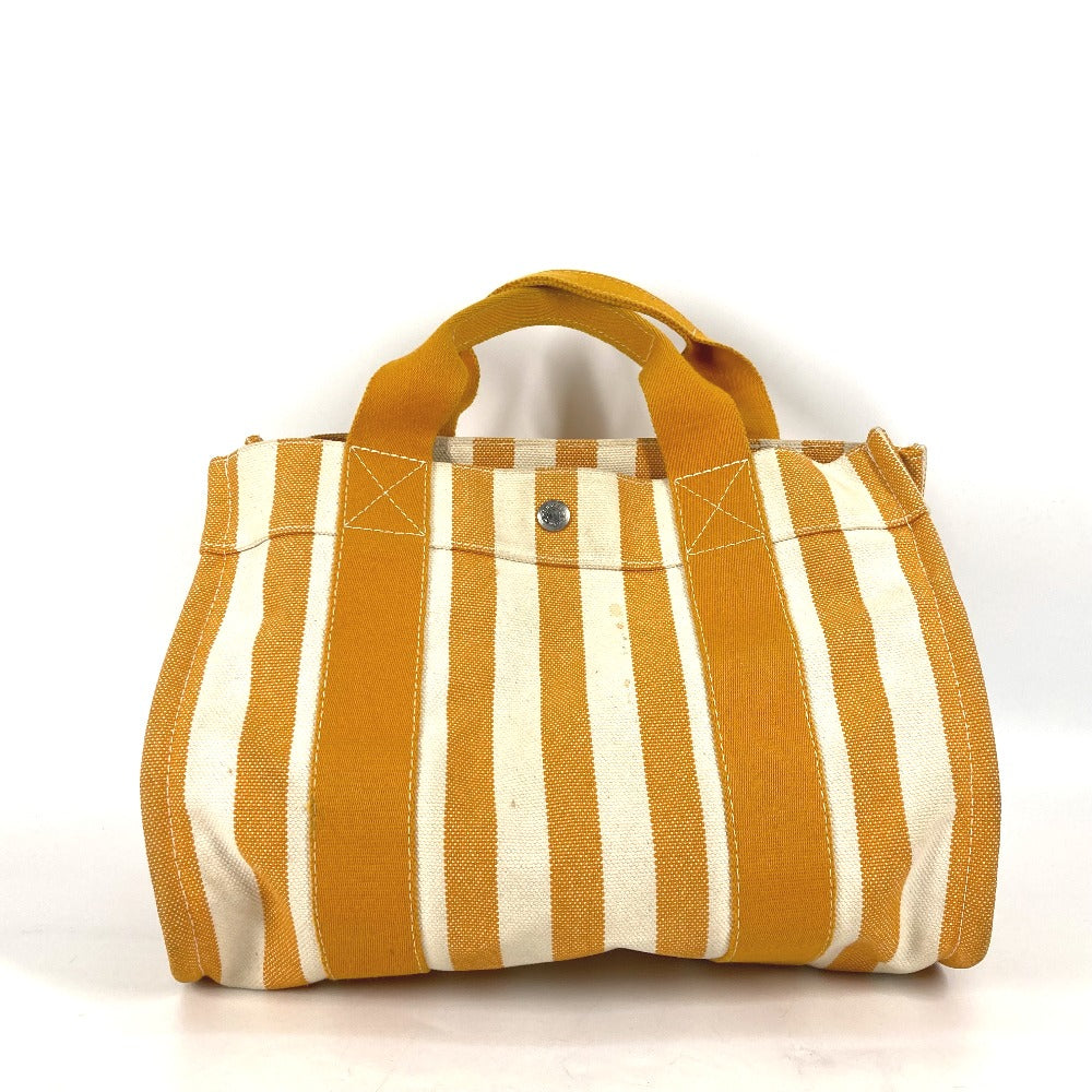 HERMES Handbag canvas Orange With porch Cannes PM Stripe