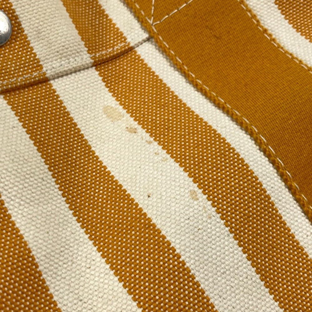 HERMES Handbag canvas Orange With porch Cannes PM Stripe