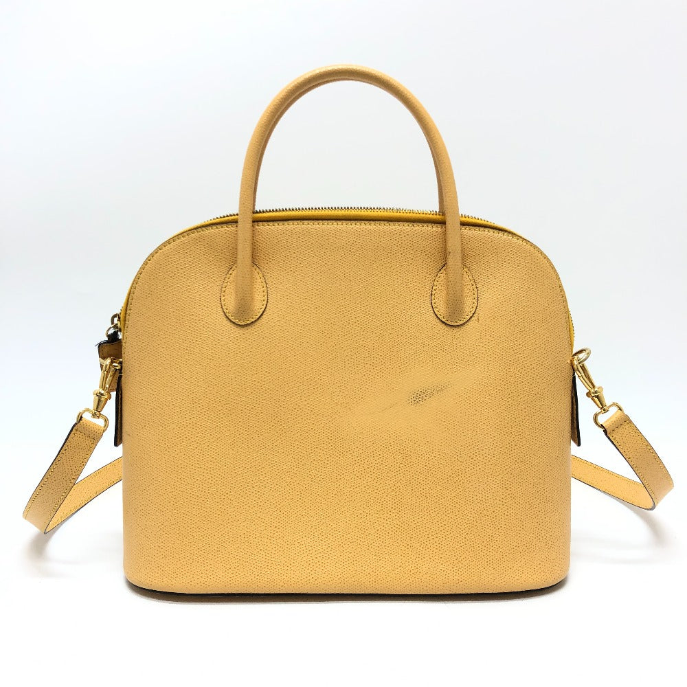 CELINE Shoulder Bag leather Yellow beige type Vintage Bowling 2WAY Shoulder Crossbody Bag Women