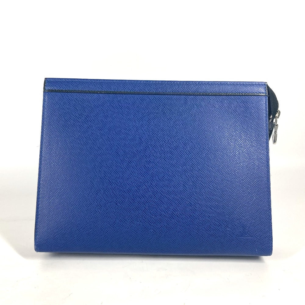 LOUIS VUITTON Clutch bag M30575 Taiga Leather blue Taiga Pochette Voyager MM mens