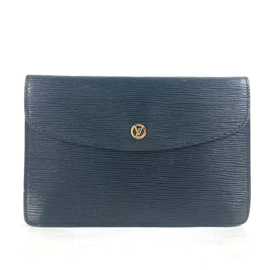 LOUIS VUITTON Clutch bag Epi Leather black Epi Montaigne 23 Women