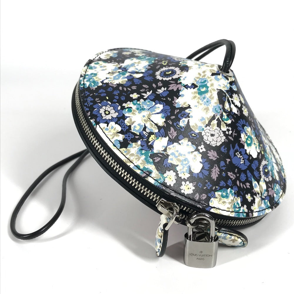 LOUIS VUITTON Shoulder Bag leather black Floral pattern Flower Pattern Tupi