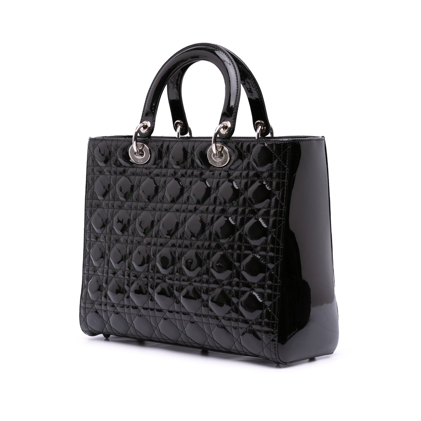Black Dior Large Patent Cannage Lady Dior Satchel