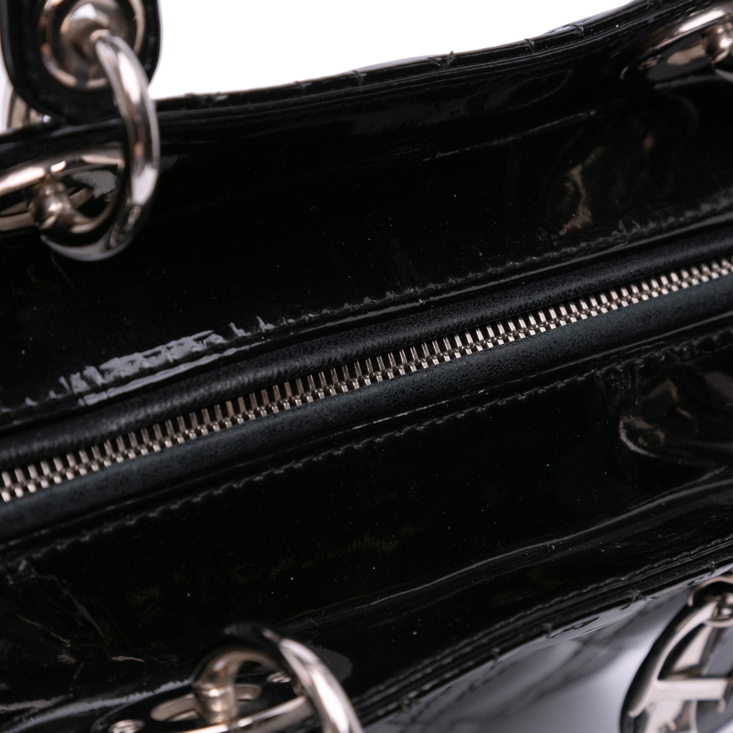 Black Dior Large Patent Cannage Lady Dior Satchel