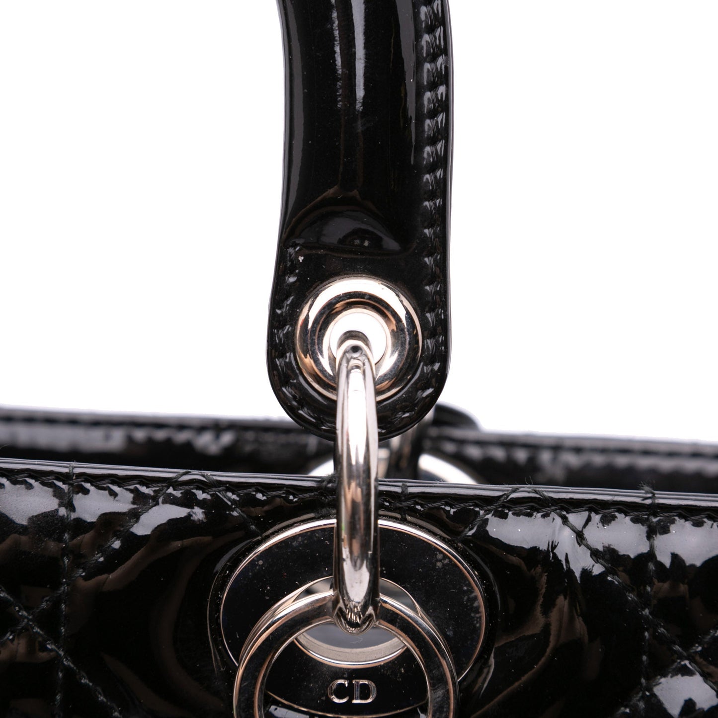 Black Dior Large Patent Cannage Lady Dior Satchel