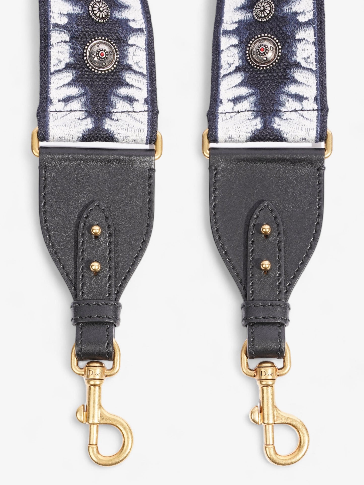 Christian Dior Saddle Bag Strap Navy / Black / White Canvas