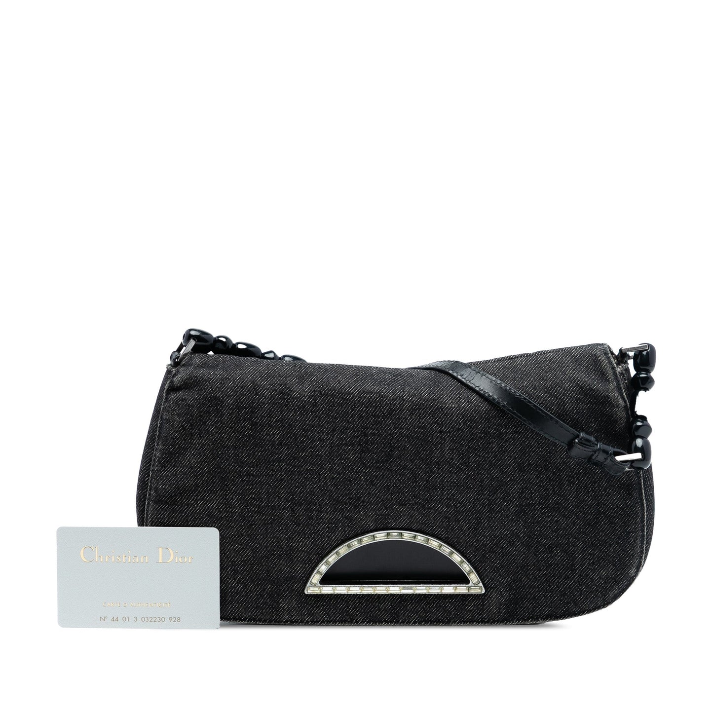 Gray Dior Denim Malice Flap Shoulder Bag
